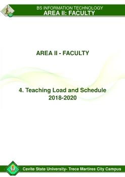 Teaching Load and Schedule 2018-2020