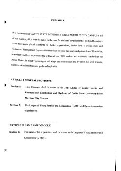 Constitution and By laws of Student Organizations