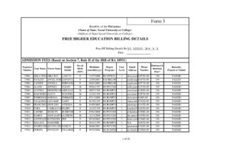 Admission Report