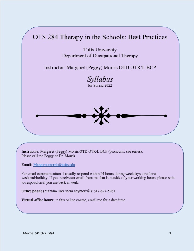 284 OT in Schools Best PRactices Syllabus Sp2022