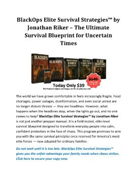 BlackOps Elite Survival Strategies™ PDF eBook by Jonathan Riker