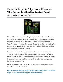 Easy Battery Fix ™ PDF eBook by Daniel Hayes