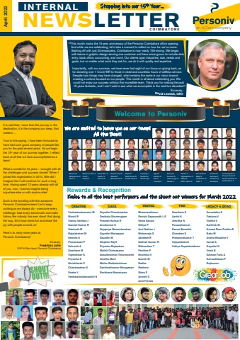 Personiv Coimbatore Internal Newsletter April 2022