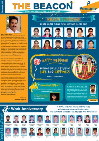 Personiv Coimbatore Internal Newsletter September 2022