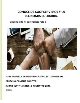 CONOCE DE COOPSERVIMOS Y DE LA ECONOMIA SOLIDARIA.