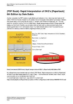 [PDF Book]- Rapid Interpretation of EKG's [Paperback] 6th Edition by Dale Dubin