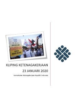 e-KLIPING KETENAGAKERJAAN 23 JANUARI 2020