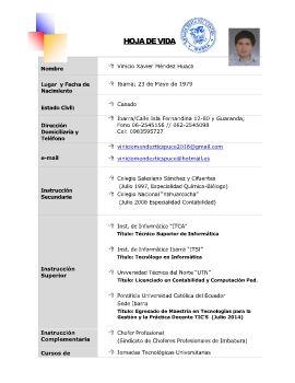 Curriculum Vitae Vinicio Mendez