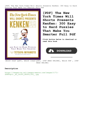 [pdf] the new york times will shortz presents kenken 300 easy to hard puzzles that make you smarter