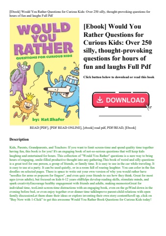[ebook] would you rather questions for curious kids over 250 silly  thought-provoking questions for