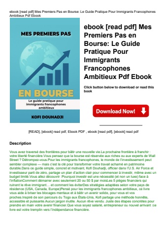 ebook [read pdf] mes premiers pas en bourse le guide pratique pour immigrants francophones ambitieux