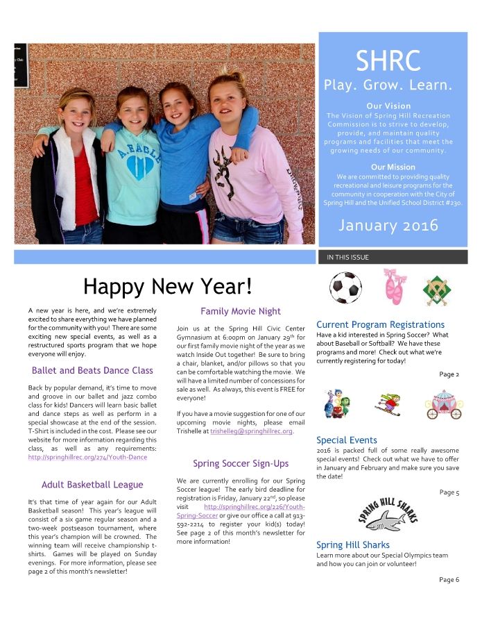 January 2016 Newsletter