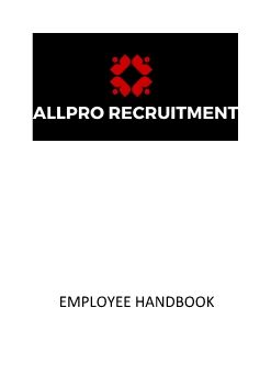 ALLPRO Recruitment Employee Handbook