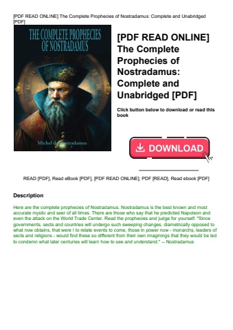 [pdf read online] the complete prophecies of nostradamus complete and unabridged [pdf]