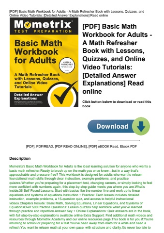 [pdf] basic math workbook for adults - a math refresher book with lessons  quizzes  and online video