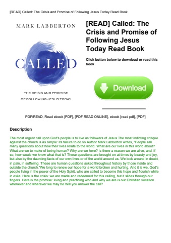 [read] called the crisis and promise of following jesus today read book