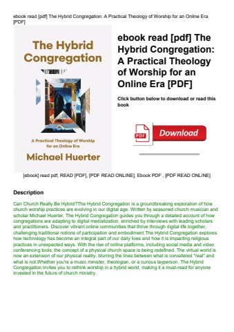 ebook read [pdf] the hybrid congregation a practical theology of worship for an online era [pdf]