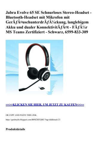 6983 jabra evolve 65 se schnurloses stereo-headset - bluetooth-headset mit mikrofon mit gerãƒâ¤uschunter