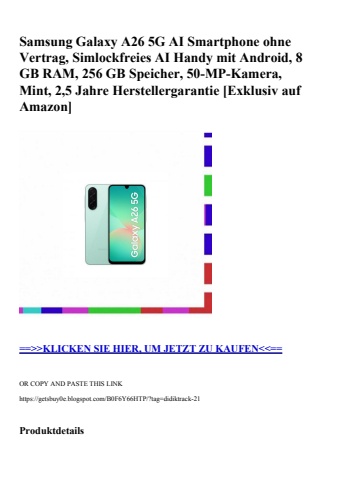 7414 samsung galaxy a26 5g ai smartphone ohne vertrag  simlockfreies ai handy mit android  8 gb ram  256