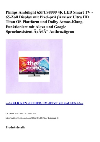 6869 philips ambilight 65pus8909 4k led smart tv - 65-zoll display mit pixel-prãƒâ¤ziser ultra hd titan