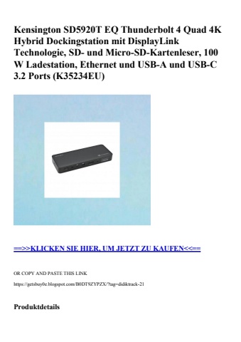 0805 kensington sd5920t eq thunderbolt 4 quad 4k hybrid dockingstation mit displaylink technologie  sd-