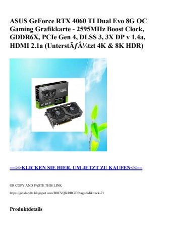 0384 asus geforce rtx 4060 ti dual evo 8g oc gaming grafikkarte - 2595mhz boost clock  gddr6x  pcie gen