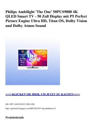 2152 philips ambilight 'the one' 50pus9000 4k qled smart tv - 50 zoll display mit p5 perfect picture eng
