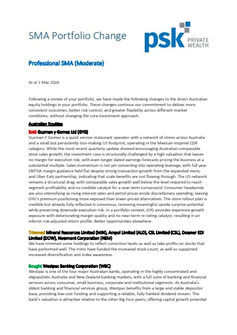 SMA Portfolio Change Professional (Moderate) May 2026