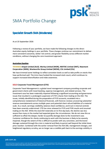 SMA Portfolio Change Specialist Growth Moderate