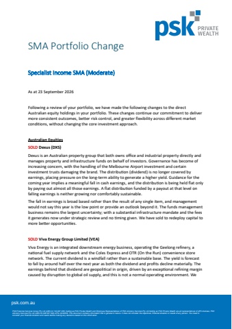 SMA Portfolio Change Specialist Income Moderate