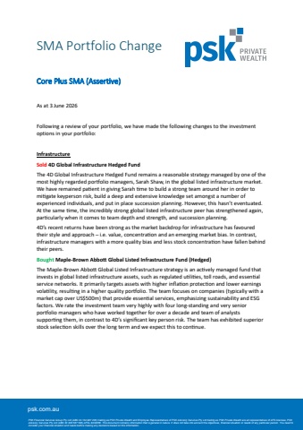 SMA Portfolio Change Core Plus (Assertive)