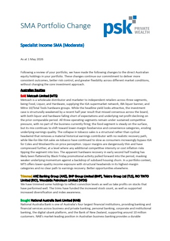SMA Portfolio Change Specialist Income (Moderate) May 2026