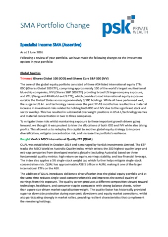 SMA Portfolio Change Specialist Income (Assertive) - June 2026