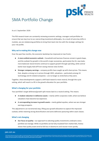 SMA Changes Rationale - All Portfolios