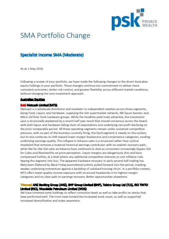 SMA Portfolio Change Specialist Income (Moderate) May 2026