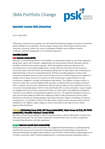 SMA Portfolio Change Specialist Income (Assertive) May 2026