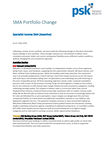 SMA Portfolio Change Specialist Income (Assertive) May 2026