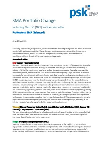 SMA Change Professional (Balanced) + NextDC Entitlement Offer May 2026