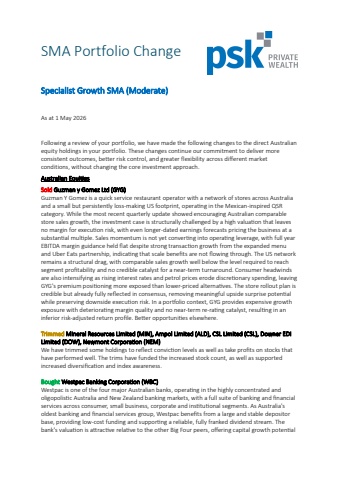 SMA Portfolio Change Specialist Growth (Moderate) May 2026