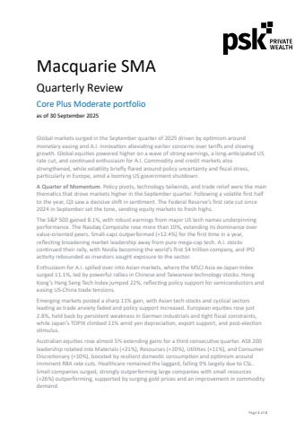 PSK Macquarie SMA Quarterly Review Core Plus Moderate 30.9.2025