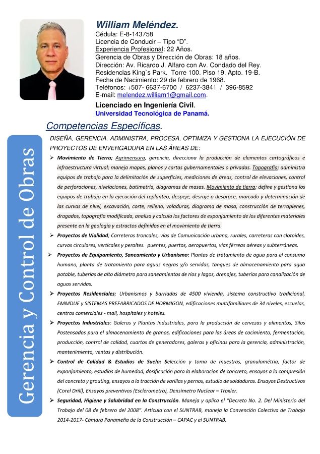 CURRICULUM LIC. WILLIAM MELENDEZ