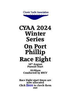 CYAA 2024 Winter Series Race eight pre race notes