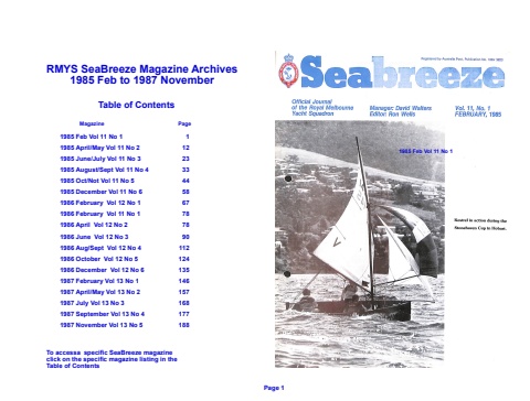 rmys sea breeze magazine archives 1985 feb to 1987 dec