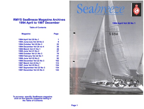 rmys seabreeze magazine archives 1994 april to 1997 december