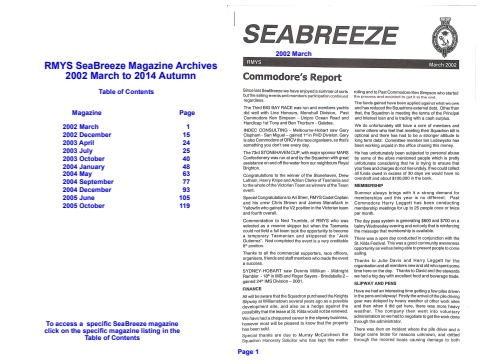 rmys seabreeze magazines 2002 march to 2005 october