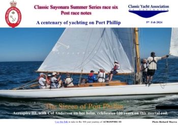 CYAA 2023/2024 Sayonara Summer Series,  Race Six Post Race Notes