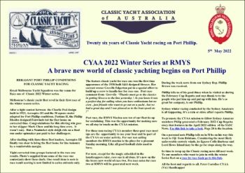 CYAA (Vic) 2022 Winter Series Race one at RMYS Post Race notes