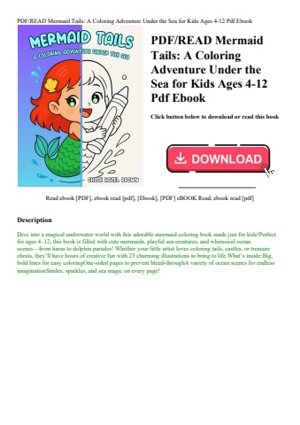 pdfread mermaid tails a coloring adventure under the sea for kids ages 4-12 pdf ebook