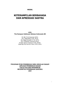 E-Modul Keterampilan Berbahasa dan Apresiasi Sastra
