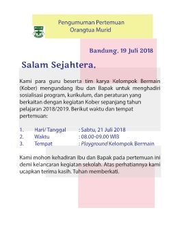 Pengumuman Parents Meeting 